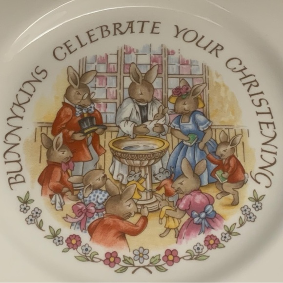 VTG Royal Doulton Bunnykins Plate Celebrate Your Christening Fine China England - Picture 2 of 4